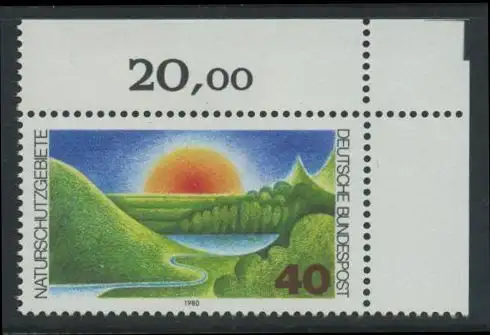 BUND 1980 Michel-Nummer 1052 postfrisch EINZELMARKE ECKRAND oben rechts