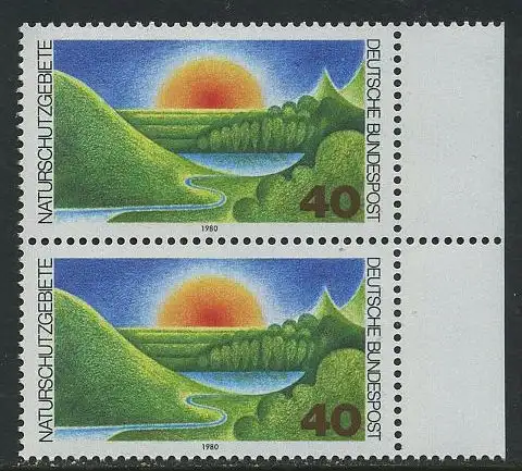 BUND 1980 Michel-Nummer 1052 postfrisch vert.PAAR RAND rechts