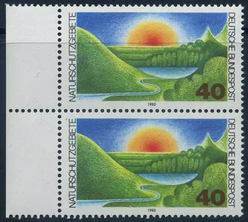 BUND 1980 Michel-Nummer 1052 postfrisch vert.PAAR RAND links