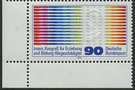 BUND 1980 Michel-Nummer 1053 postfrisch EINZELMARKE ECKRAND unten links