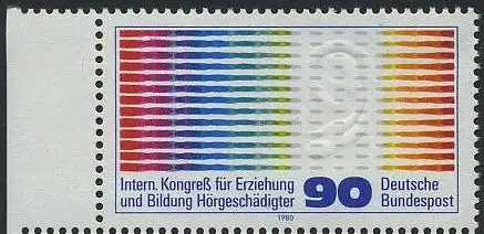 BUND 1980 Michel-Nummer 1053 postfrisch EINZELMARKE RAND links