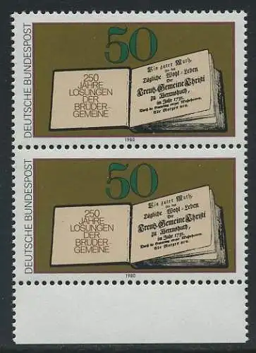 BUND 1980 Michel-Nummer 1054 postfrisch vert.PAAR RAND unten