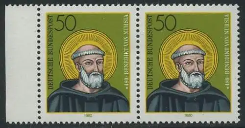 BUND 1980 Michel-Nummer 1055 postfrisch horiz.PAAR RAND links