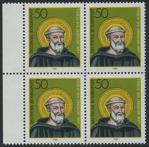BUND 1980 Michel-Nummer 1055 postfrisch BLOCK RÄNDER links