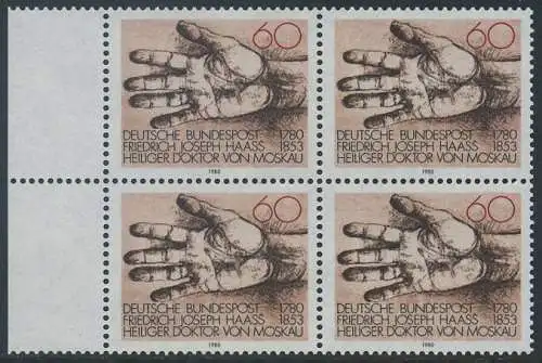 BUND 1980 Michel-Nummer 1056 postfrisch BLOCK RÄNDER links