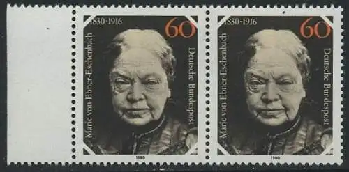 BUND 1980 Michel-Nummer 1057 postfrisch horiz.PAAR RAND links