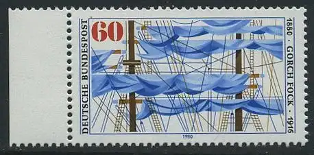 BUND 1980 Michel-Nummer 1058 postfrisch EINZELMARKE RAND links