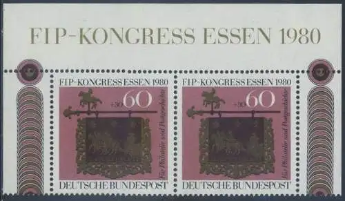 BUND 1980 Michel-Nummer 1065 postfrisch horiz.PAAR ECKRÄNDER oben rechts/unten rechts