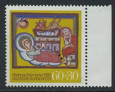BUND 1980 Michel-Nummer 1066 postfrisch EINZELMARKE RAND rechts