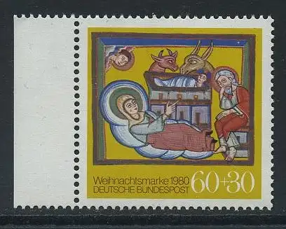 BUND 1980 Michel-Nummer 1066 postfrisch EINZELMARKE RAND links