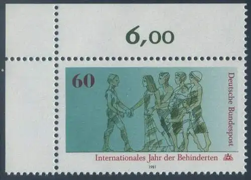 BUND 1981 Michel-Nummer 1083 postfrisch EINZELMARKE ECKRAND oben links