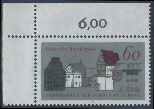 BUND 1981 Michel-Nummer 1084 postfrisch EINZELMARKE ECKRAND oben links