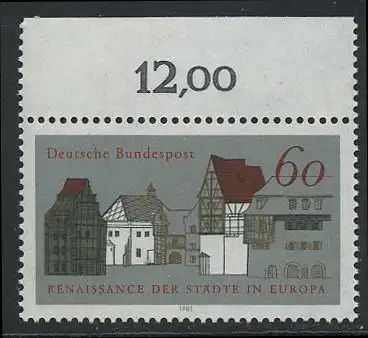 BUND 1981 Michel-Nummer 1084 postfrisch EINZELMARKE RAND oben (a)