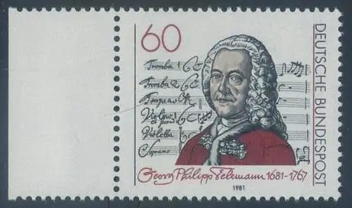 BUND 1981 Michel-Nummer 1085 postfrisch EINZELMARKE RAND links