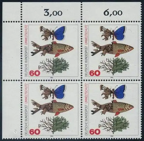 BUND 1981 Michel-Nummer 1087 postfrisch BLOCK ECKRAND oben links