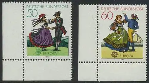BUND 1981 Michel-Nummer 1096-1097 postfrisch SATZ(2) EINZELMARKEN ECKRÄNDER unten links