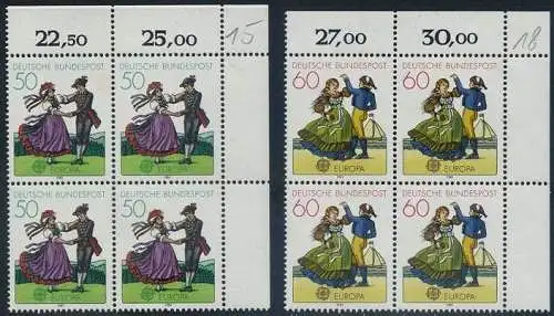 BUND 1981 Michel-Nummer 1096-1097 postfrisch SATZ(2) BLÖCKE ECKRAND oben rechts