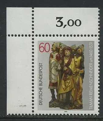BUND 1981 Michel-Nummer 1099 postfrisch EINZELMARKE ECKRAND oben links