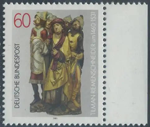 BUND 1981 Michel-Nummer 1099 postfrisch EINZELMARKE RAND rechts