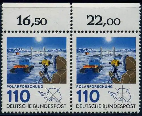 BUND 1981 Michel-Nummer 1100 postfrisch horiz.PAAR RAND oben