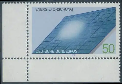 BUND 1981 Michel-Nummer 1101 postfrisch EINZELMARKE ECKRAND unten links