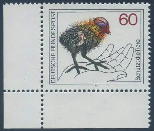BUND 1981 Michel-Nummer 1102 postfrisch EINZELMARKE ECKRAND unten links