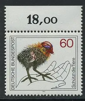 BUND 1981 Michel-Nummer 1102 postfrisch EINZELMARKE RAND oben (b)