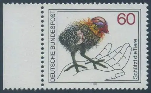 BUND 1981 Michel-Nummer 1102 postfrisch EINZELMARKE RAND links