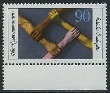 BUND 1981 Michel-Nummer 1103 postfrisch EINZELMARKE RAND unten