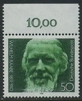 BUND 1981 Michel-Nummer 1104 postfrisch EINZELMARKE RAND oben