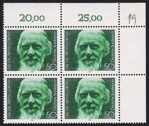 BUND 1981 Michel-Nummer 1104 postfrisch BLOCK ECKRAND oben rechts