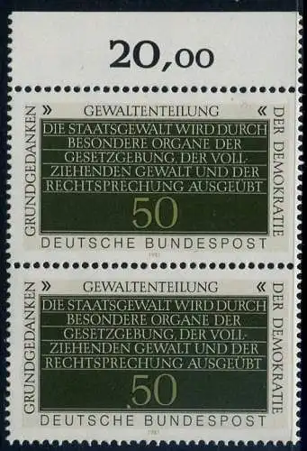 BUND 1981 Michel-Nummer 1106 postfrisch vert.PAAR RAND oben