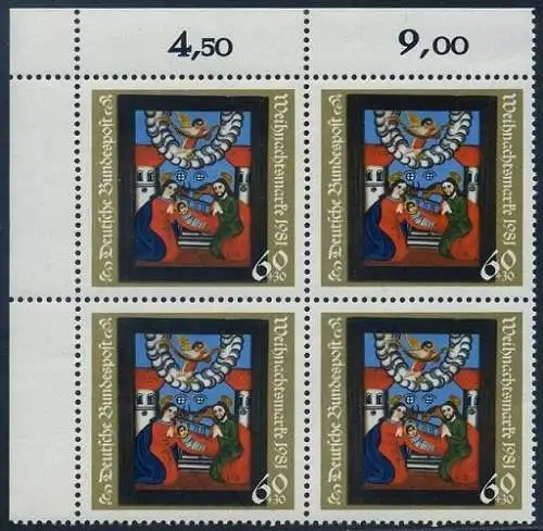 BUND 1981 Michel-Nummer 1113 postfrisch BLOCK ECKRAND oben links