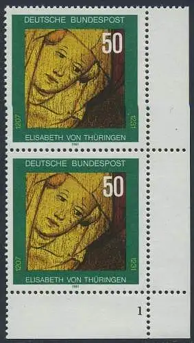 BUND 1981 Michel-Nummer 1114 postfrisch vert.PAAR ECKRAND unten rechts (FN)