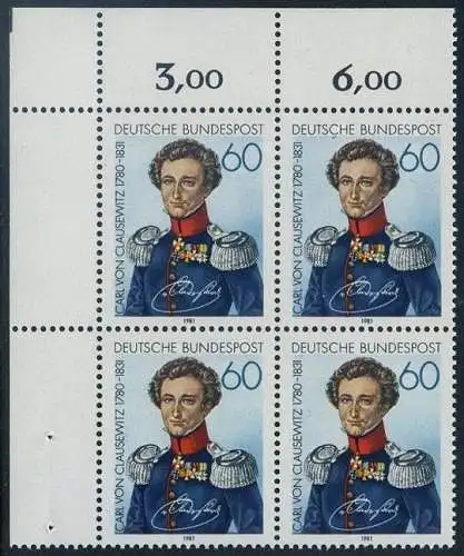BUND 1981 Michel-Nummer 1115 postfrisch BLOCK ECKRAND oben links