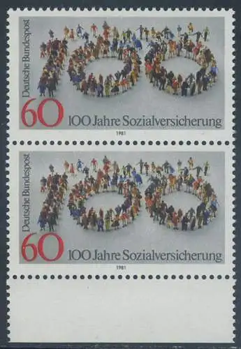 BUND 1981 Michel-Nummer 1116 postfrisch vert.PAAR RAND unten