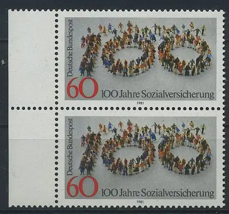 BUND 1981 Michel-Nummer 1116 postfrisch vert.PAAR RAND links