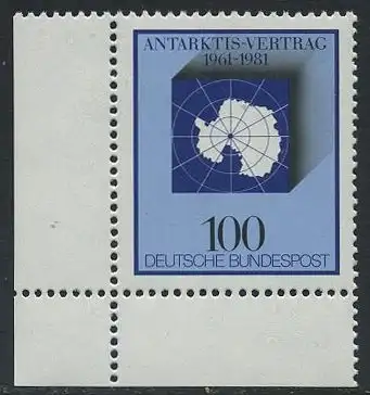 BUND 1981 Michel-Nummer 1117 postfrisch EINZELMARKE ECKRAND unten links
