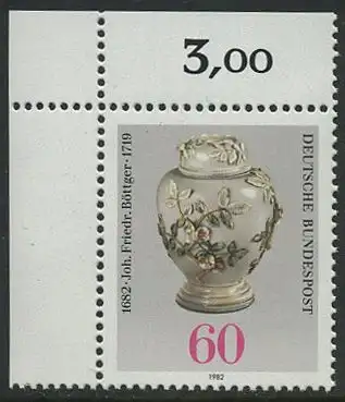 BUND 1982 Michel-Nummer 1118 postfrisch EINZELMARKE ECKRAND oben links