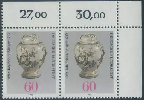 BUND 1982 Michel-Nummer 1118 postfrisch horiz.PAAR ECKRAND oben rechts