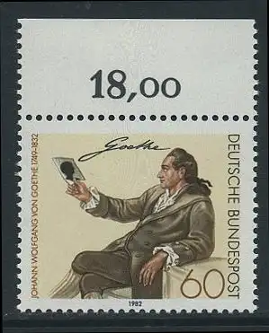 BUND 1982 Michel-Nummer 1121 postfrisch EINZELMARKE RAND oben (b)