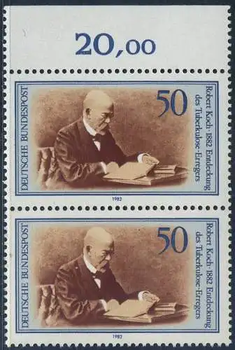 BUND 1982 Michel-Nummer 1122 postfrisch vert.PAAR RAND oben