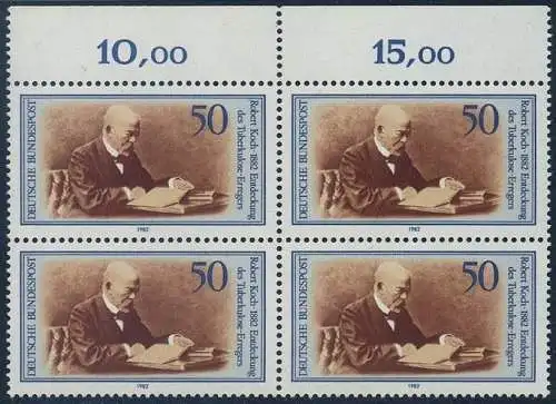 BUND 1982 Michel-Nummer 1122 postfrisch BLOCK RÄNDER oben