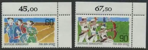 BUND 1982 Michel-Nummer 1127-1128 postfrisch SATZ(2) EINZELMARKEN ECKRÄNDER oben rechts