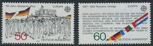 BUND 1982 Michel-Nummer 1130-1131 postfrisch SATZ(2) EINZELMARKEN