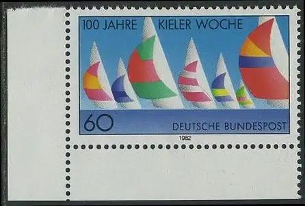 BUND 1982 Michel-Nummer 1132 postfrisch EINZELMARKE ECKRAND unten links