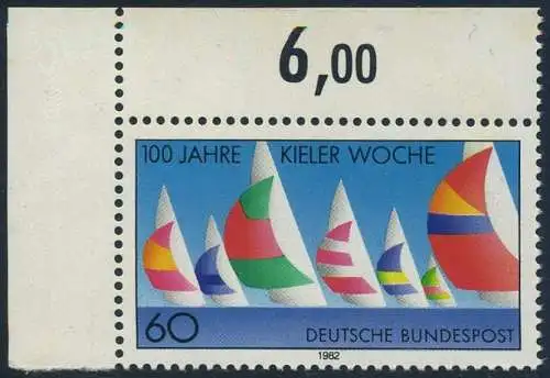 BUND 1982 Michel-Nummer 1132 postfrisch EINZELMARKE ECKRAND oben links
