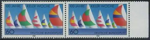 BUND 1982 Michel-Nummer 1132 postfrisch horiz.PAAR RAND rechts