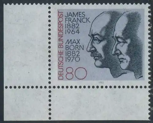 BUND 1982 Michel-Nummer 1147 postfrisch EINZELMARKE ECKRAND unten links