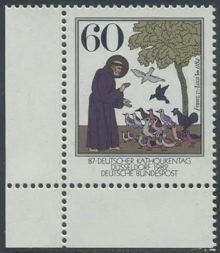 BUND 1982 Michel-Nummer 1149 postfrisch EINZELMARKE ECKRAND unten links